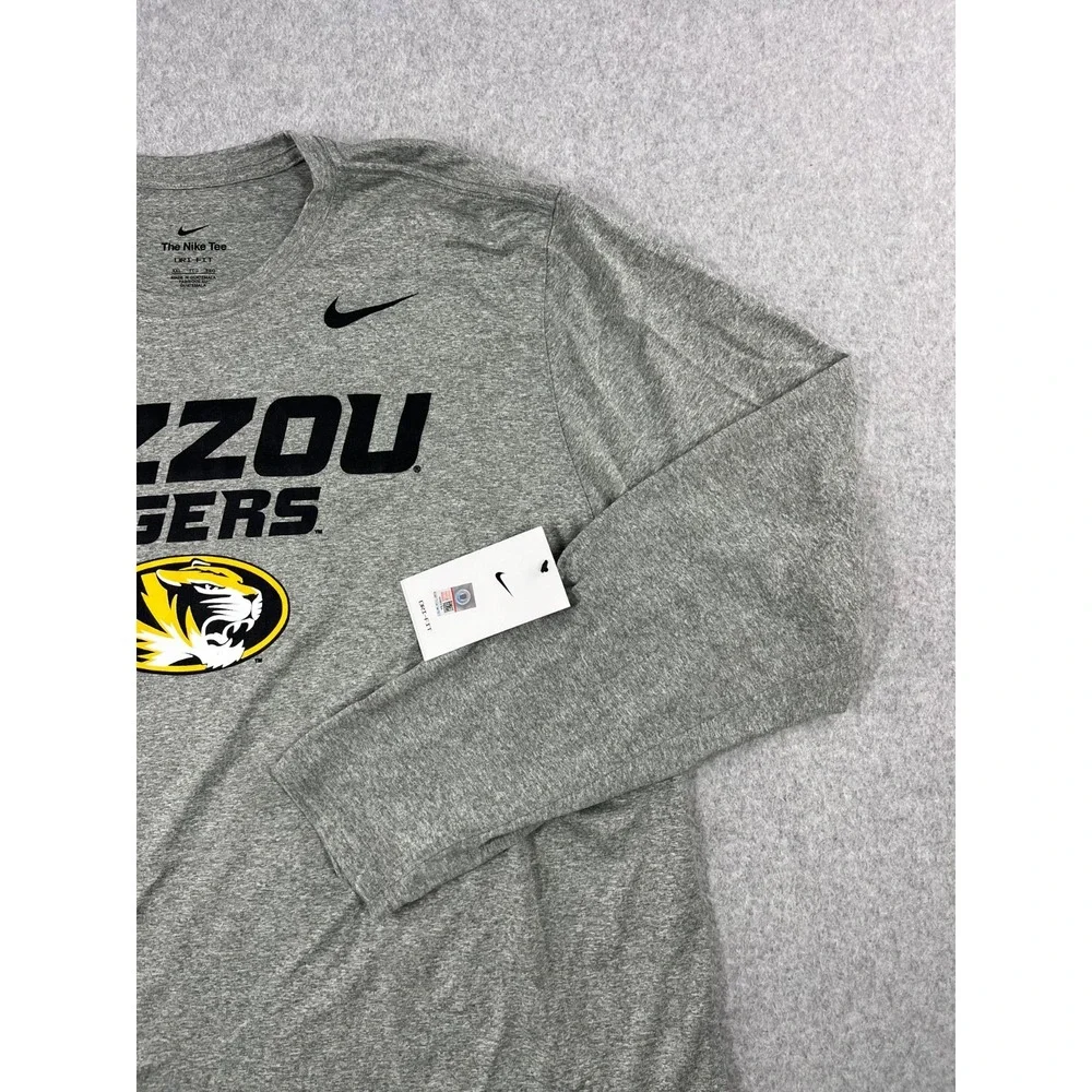 University Of Missouri Tigers Shirt Mens 2XL Gray Mizzou Nike Dri Fit Loose Fit